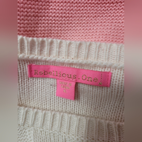 Rebellious One XL Jr. Knit Crew Sweater Ombre Punk White - Picture 4 of 4